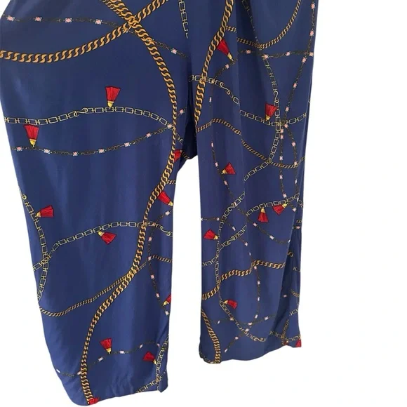 Anthropologie Corey Lynn Calter Blue Printed Wide Leg Jumpsuit Size Large - Picture 8 of 10